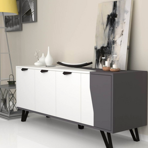 Madia design moderno in legno multiuso per soggiorno con 4 ante e ripiani interni
