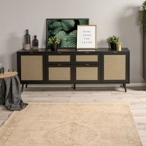 Madia design moderno "Aurora" con 4 ante 2 ripiani e 2 cassetti frontali effetto vimini