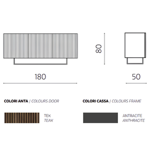 Madia 180x80h con 3 ante in legno color antracite e rovere chiaro con base slitta in metallo nero - Vittoria