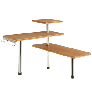 Mensola angolare a 3 livelli in bamboo struttura in acciaio inox - Bami