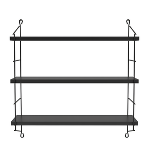 Mensola da parete design moderno struttura in acciaio nero e 3 ripiani in legno - Neeli