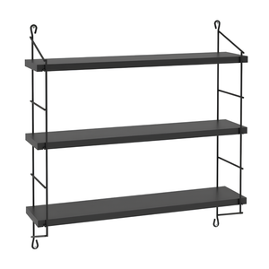 Mensola da parete design moderno struttura in acciaio nero e 3 ripiani in legno - Neeli