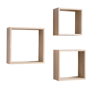 Set 3 pz mensole da parete in legno color rovere sonoma - Shelvy Cub