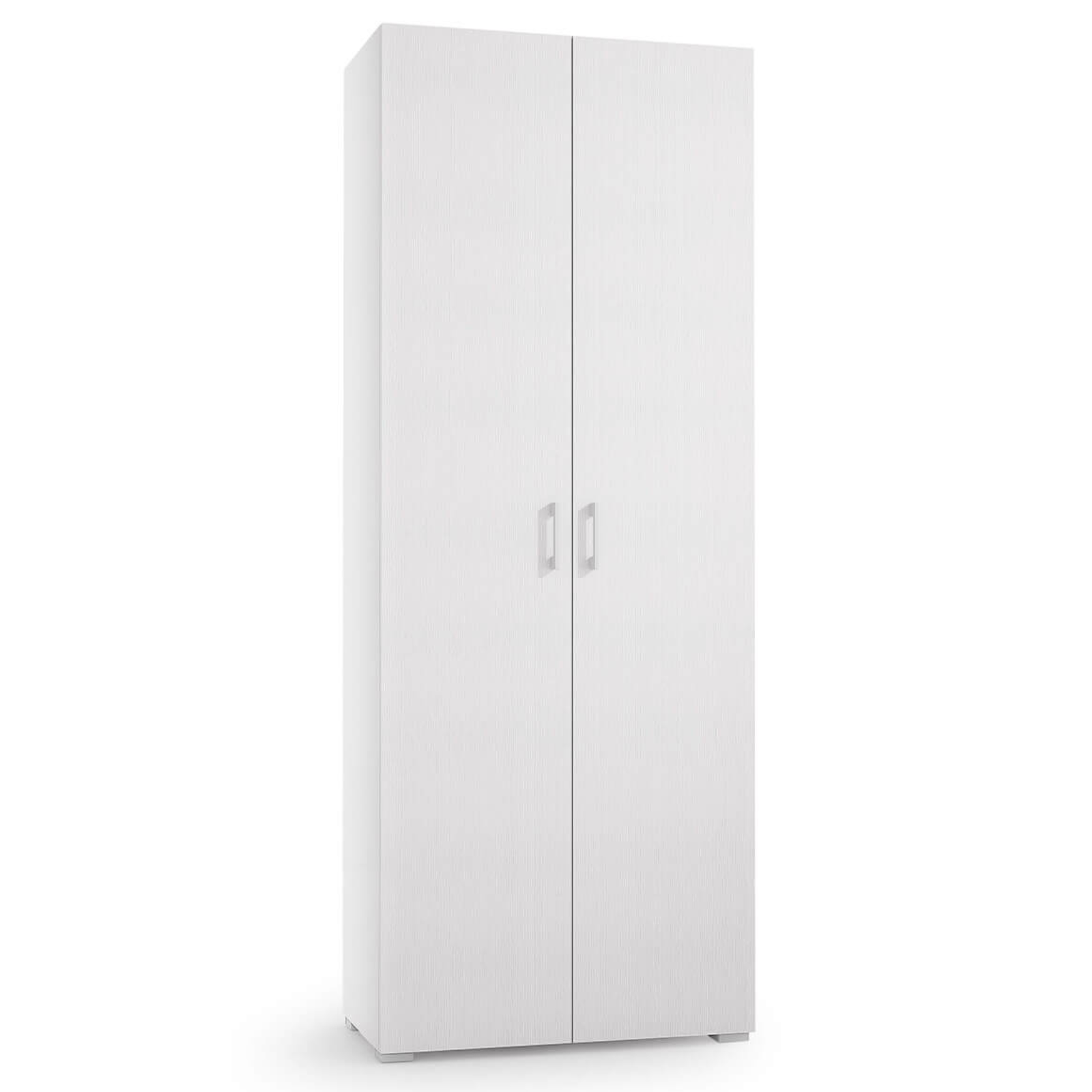 Armadio multiuso in legno bianco 2 ante 6 ripiani e 1 cassetto scorrevole design moderno - Exti