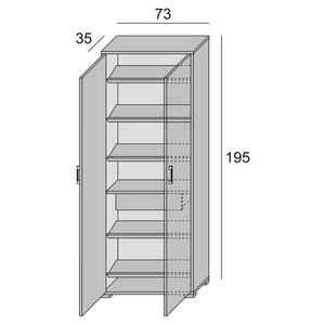 Armadio multiuso in legno olmo 2 ante 6 ripiani e 1 cassetto scorrevole design moderno - Exti
