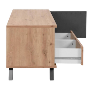 Mobile porta Tv design moderno con ante,cassetti e vani a giorno e passacavi color rovere e antracite