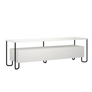 Mobile Porta Tv "Cornea" bianco con 2 ante a ribalta e gambe in metallo nero