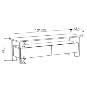 Mobile Porta Tv "Cornea" bianco con 2 ante a ribalta e gambe in metallo nero