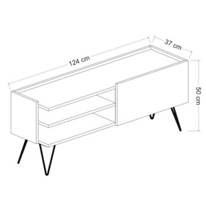 Mobile Porta tv Nero e Rovere design moderno con 1 anta a ribalta e vano a giorno