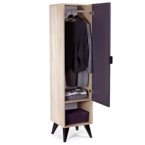 Armadio appendiabiti con 1 anta e ripiani interni design moderno color rovere e antracite - Lovoki