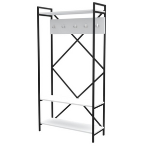 Mobile ingresso appendiabiti e portascarpe "Navis" con struttura in metallo e legno