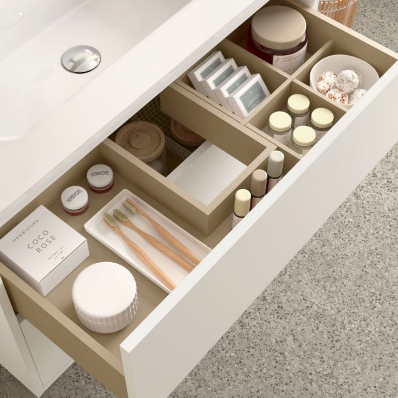 Mobile da bagno sospeso Bianco Opaco con 2 cassetti e lavabo in porcellana 80 cm - Mango
