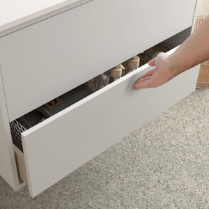 Mobile da bagno sospeso Bianco Opaco con 2 cassetti e lavabo in porcellana 80 cm - Mango