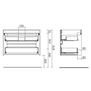 Mobile bagno sospeso con 2 cassetti e lavabo in porcellana - Claros