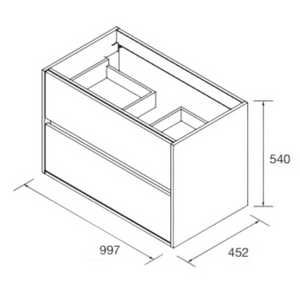 Mobile bagno sospeso con 2 cassetti e lavabo in porcellana - Claros