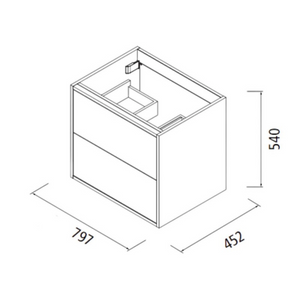 Mobile da bagno sospeso nero opaco con 2 cassetti e lavabo in porcellana 80 cm - Mango
