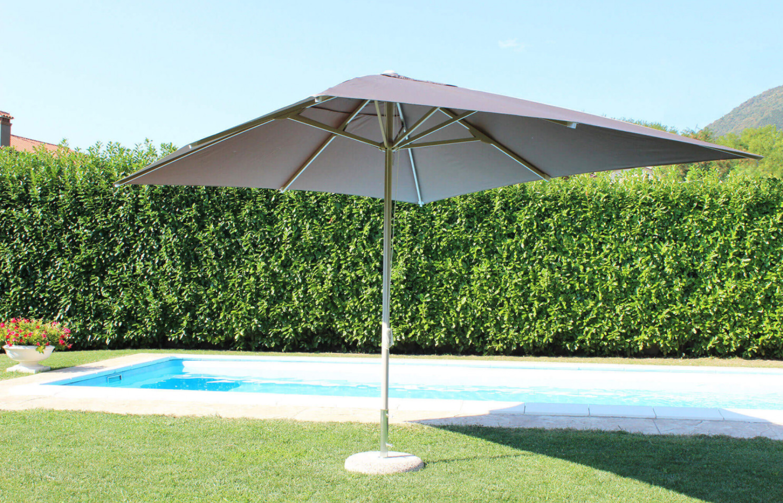 Ombrellone da giardino 3x3 palo in alluminio telo in poliestere taupe - Brian