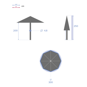Ombrellone da giardino rotondo struttura in alluminio e telo in poliestere Ardesia 3 x 2,5 - Loompa