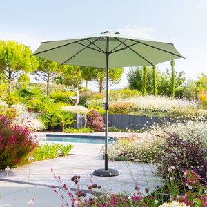 Ombrellone da giardino rotondo struttura in alluminio e telo in poliestere verde oliva 3 x 2,5 - Loompa