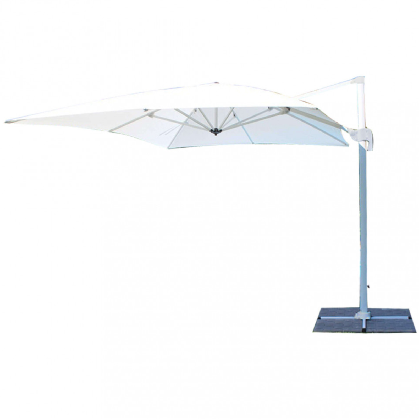 Ombrellone da giardino 3x3 con palo laterale e telo bianco - Saturn