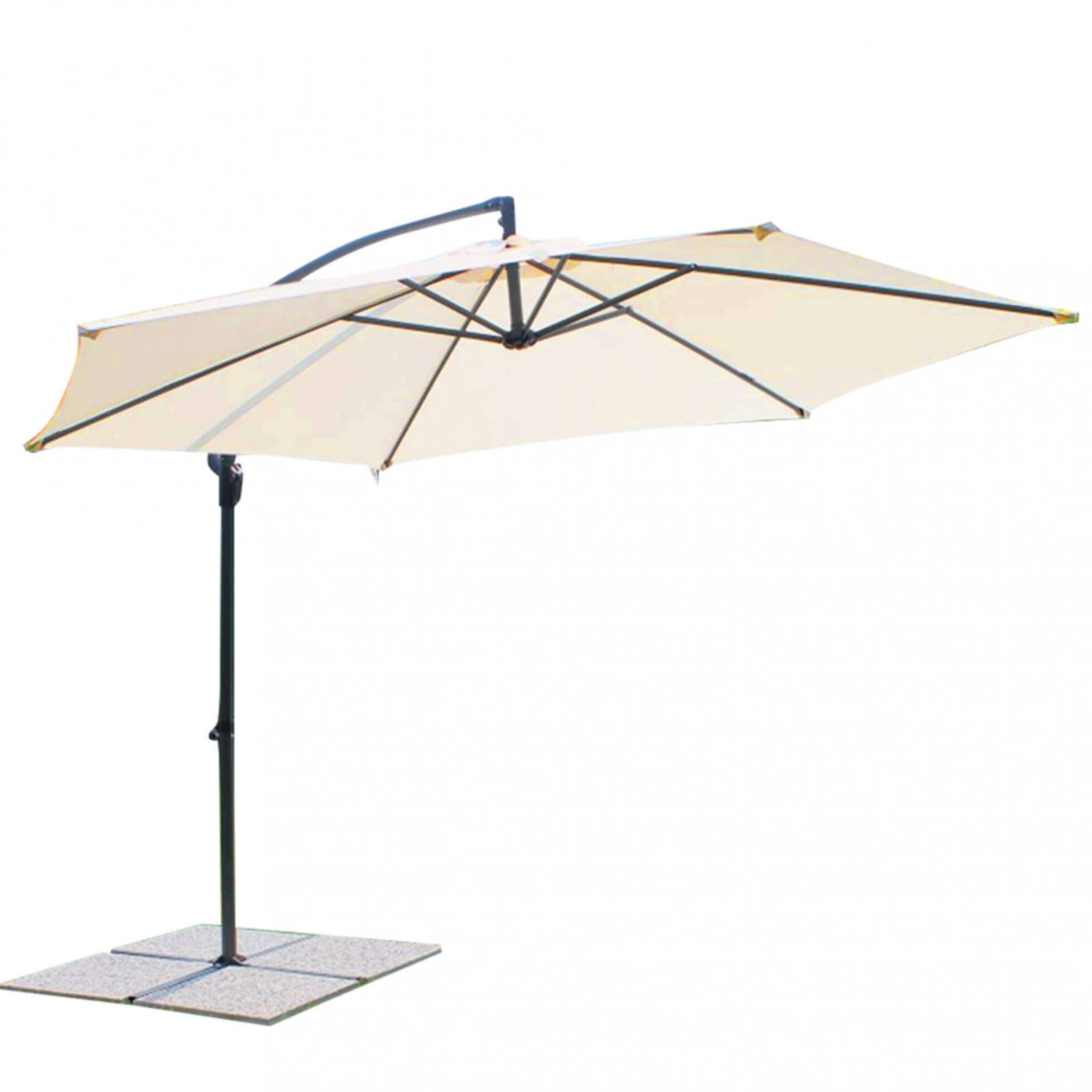 Ombrellone rotondo 3 m palo laterale in metallo telo beige - Ersi