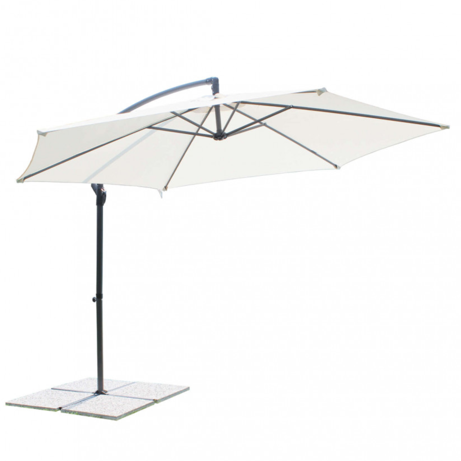 Ombrellone rotondo 3 m palo laterale in metallo telo bianco - Ersi