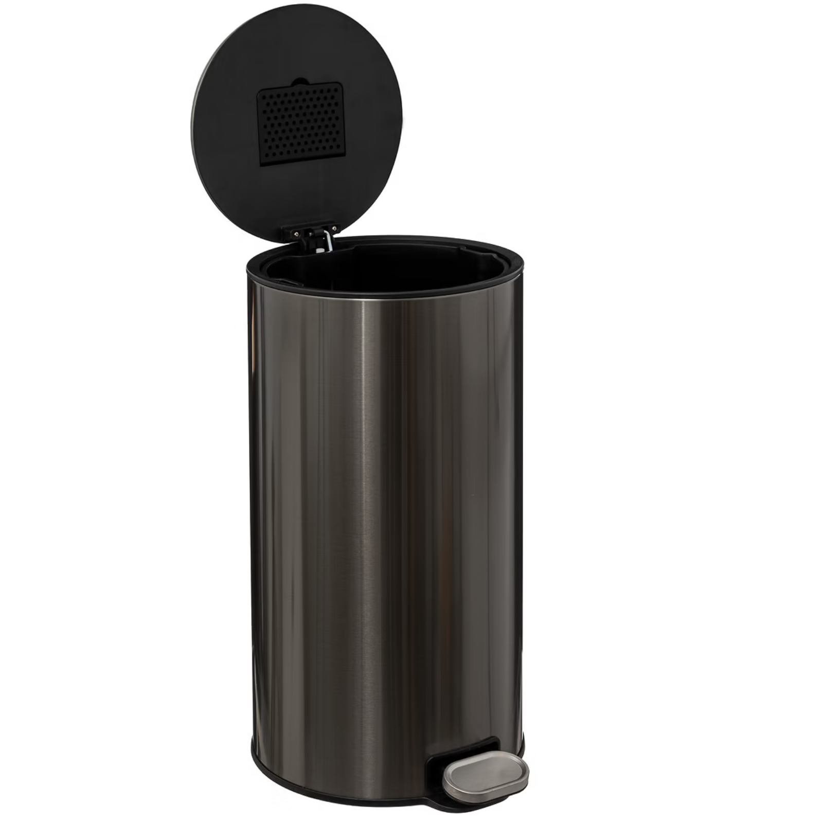 Pattumiera a pedale in acciaio inox nero 30LT - Delta