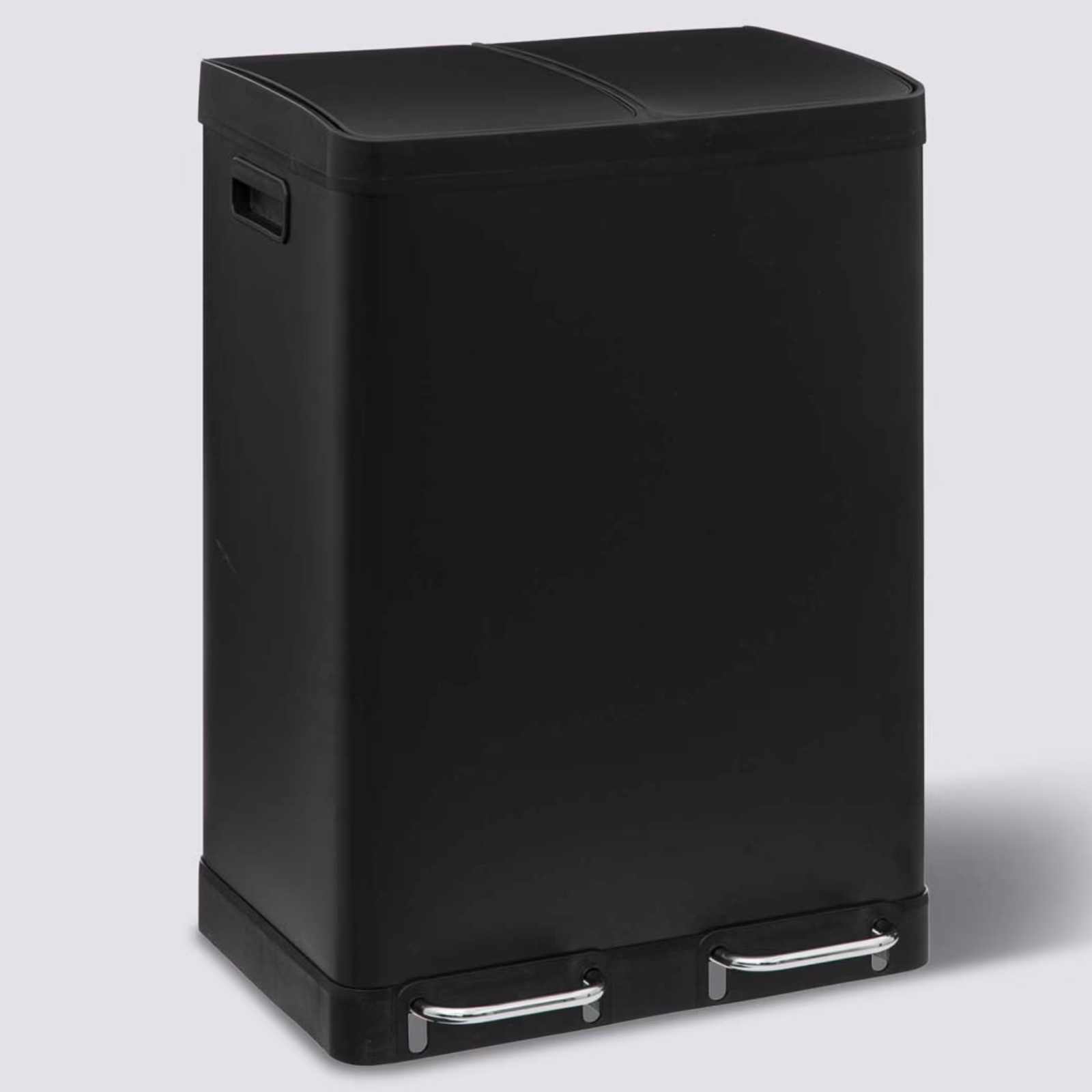 Pattumiera a pedale doppia in acciaio inox nero - Arian