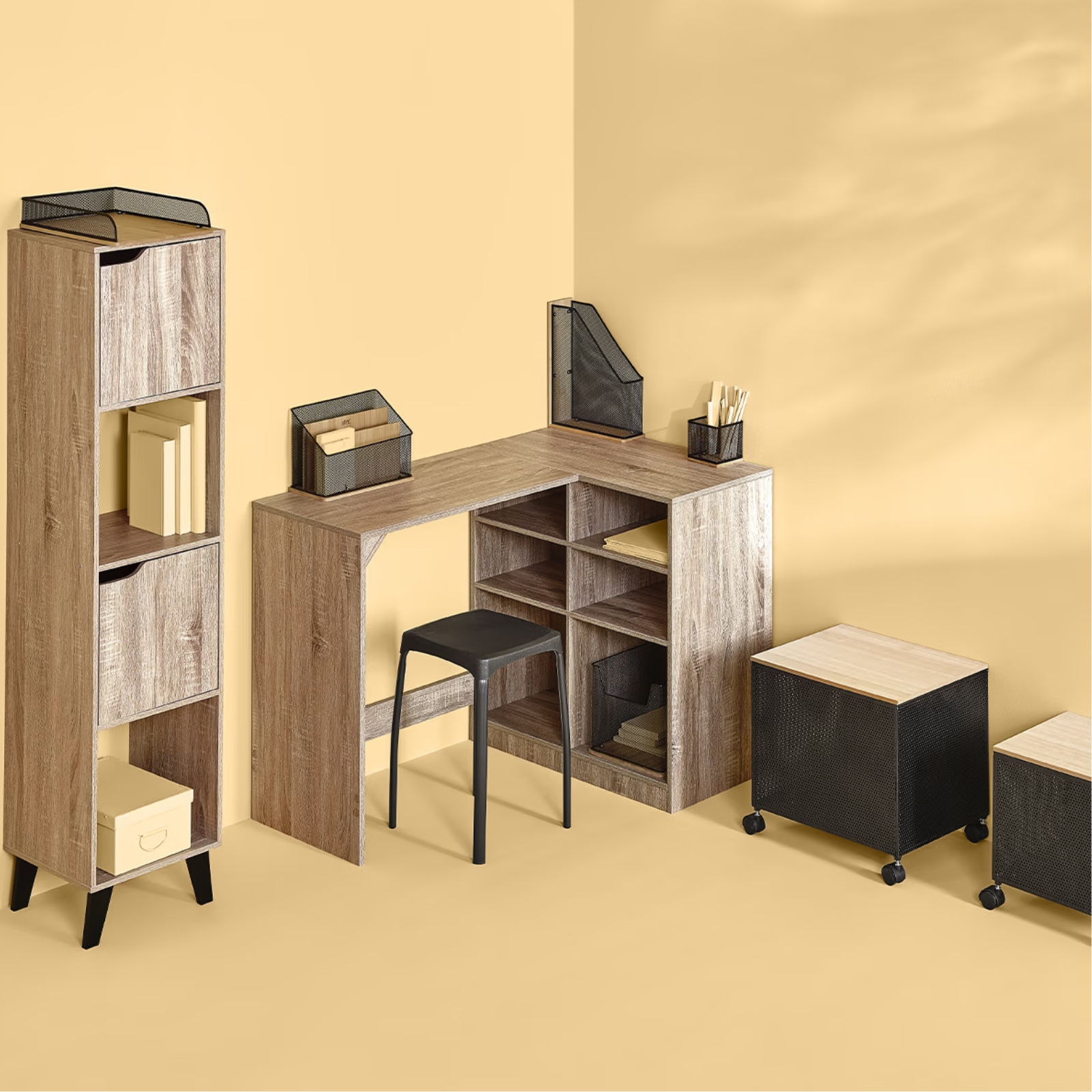 Organizer da scrivania portadocumenti in legno e metallo - Maya