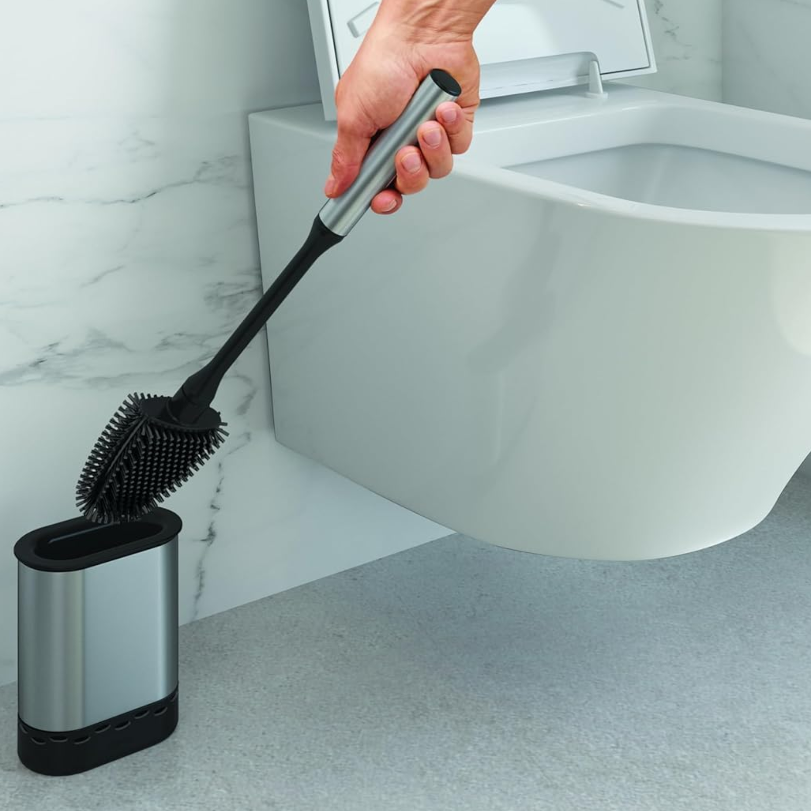 Portascopino in acciaio d'appoggio o da appendere con manico in PP - Cleany inox