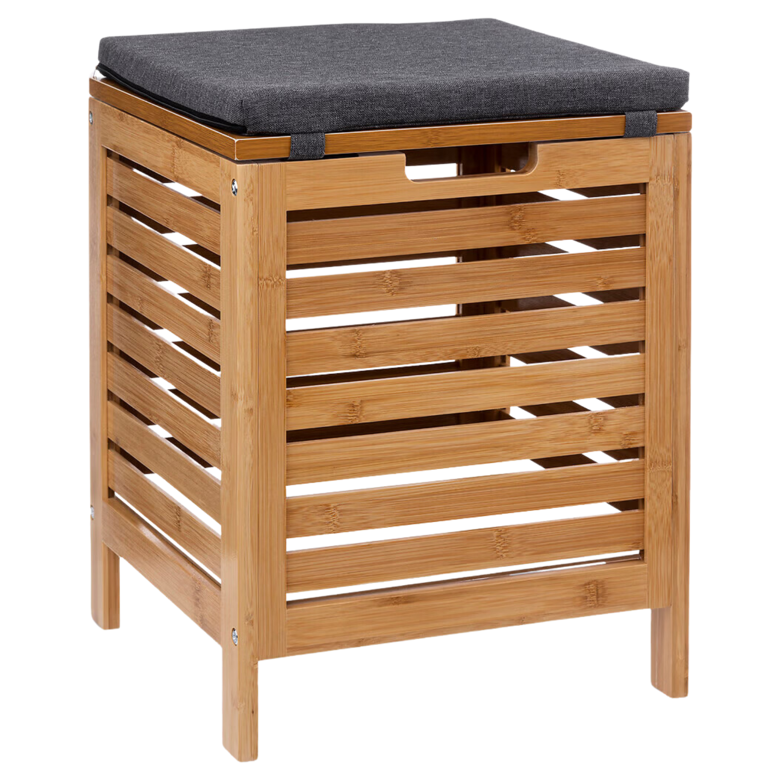 Panca contenitore portaoggetti in legno bambù con cuscino H49 cm - Nami