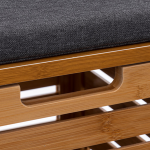 Panca contenitore portaoggetti in legno bambù con cuscino H49 cm - Nami