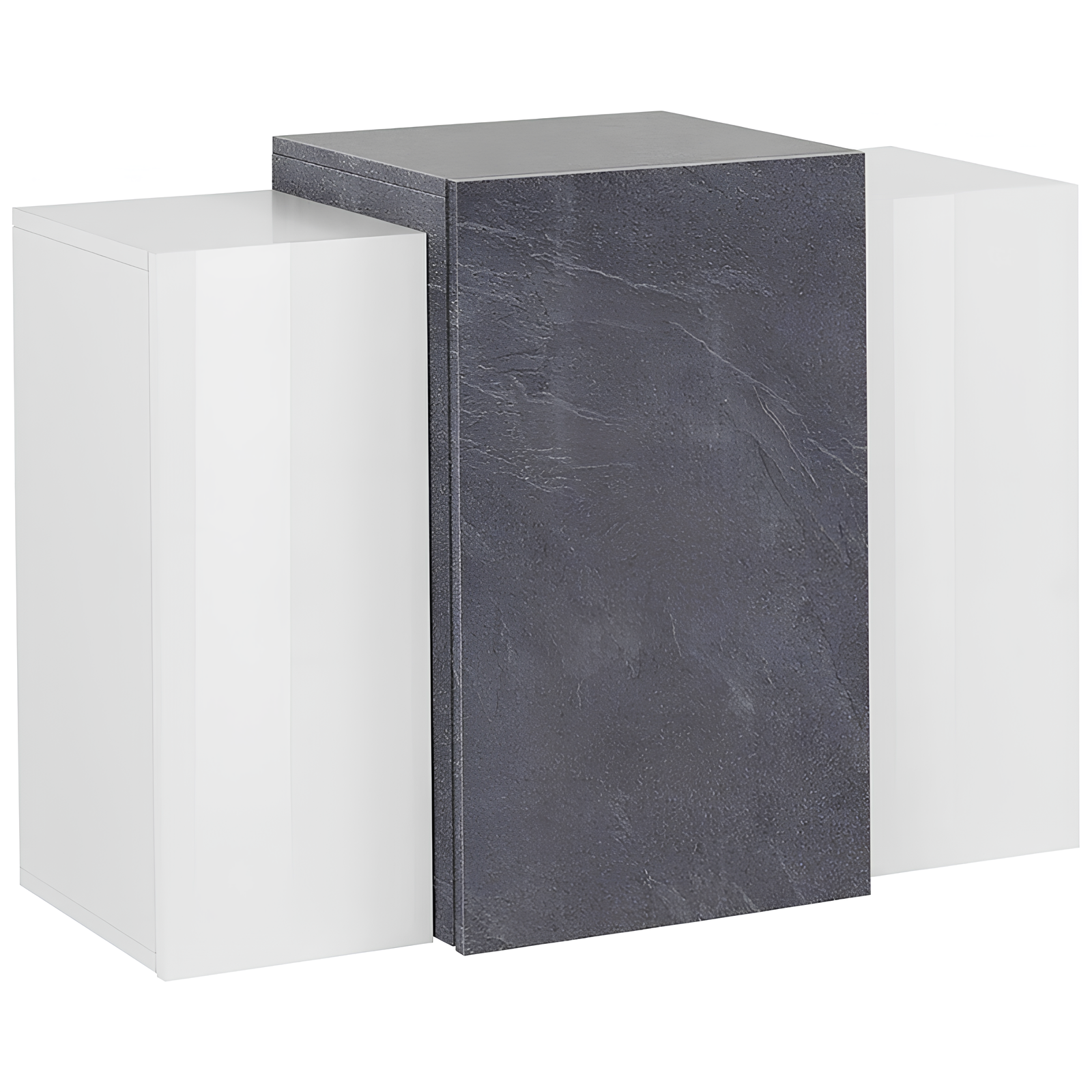 Pensile 90x65,5 H da parete design moderno in legno Bianco lucido Report con 3 ante e ripiani interni - Cori