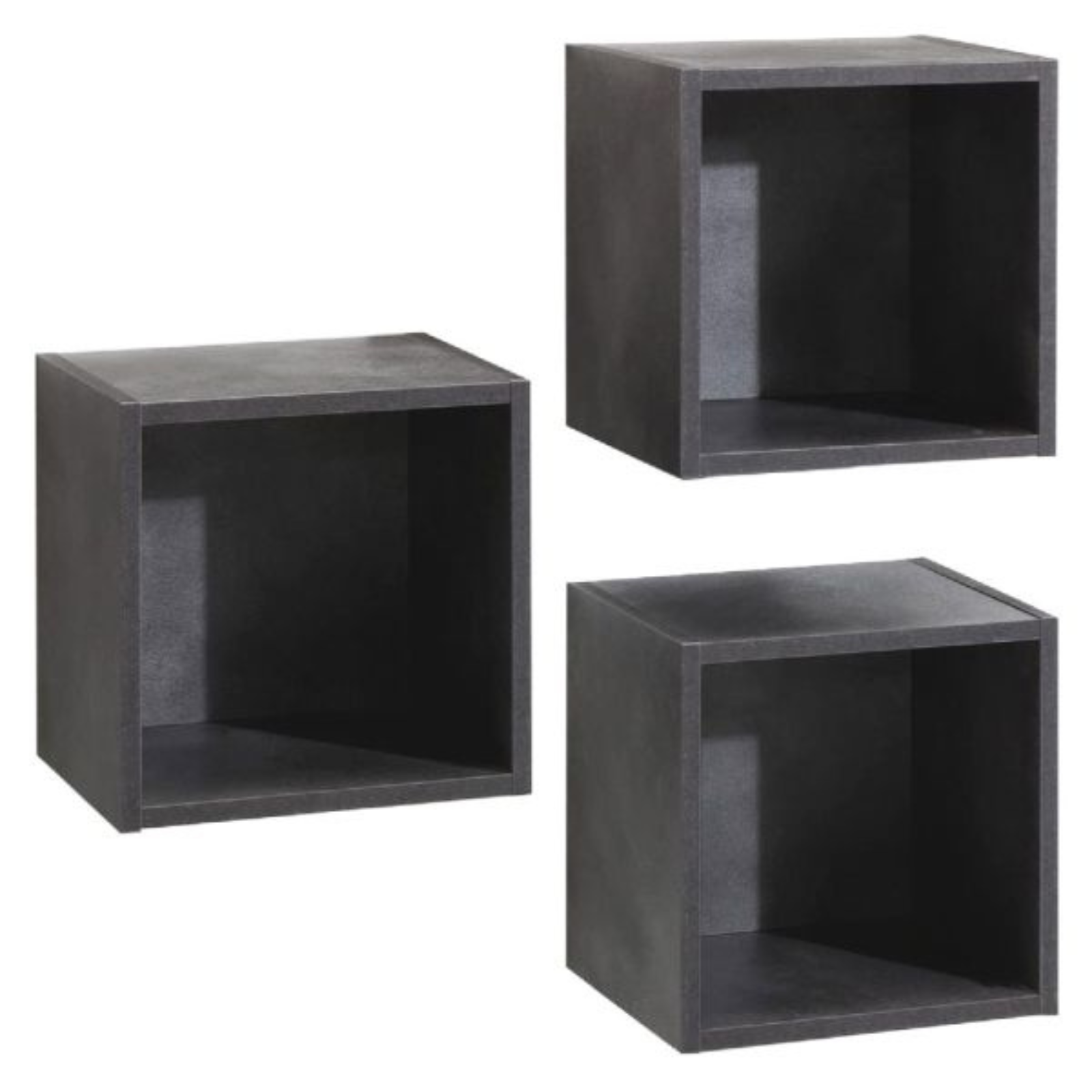 Pensile a giorno cubo set 3 pezzi in nobilitato truciolare rivestito effetto finitura legno cemento