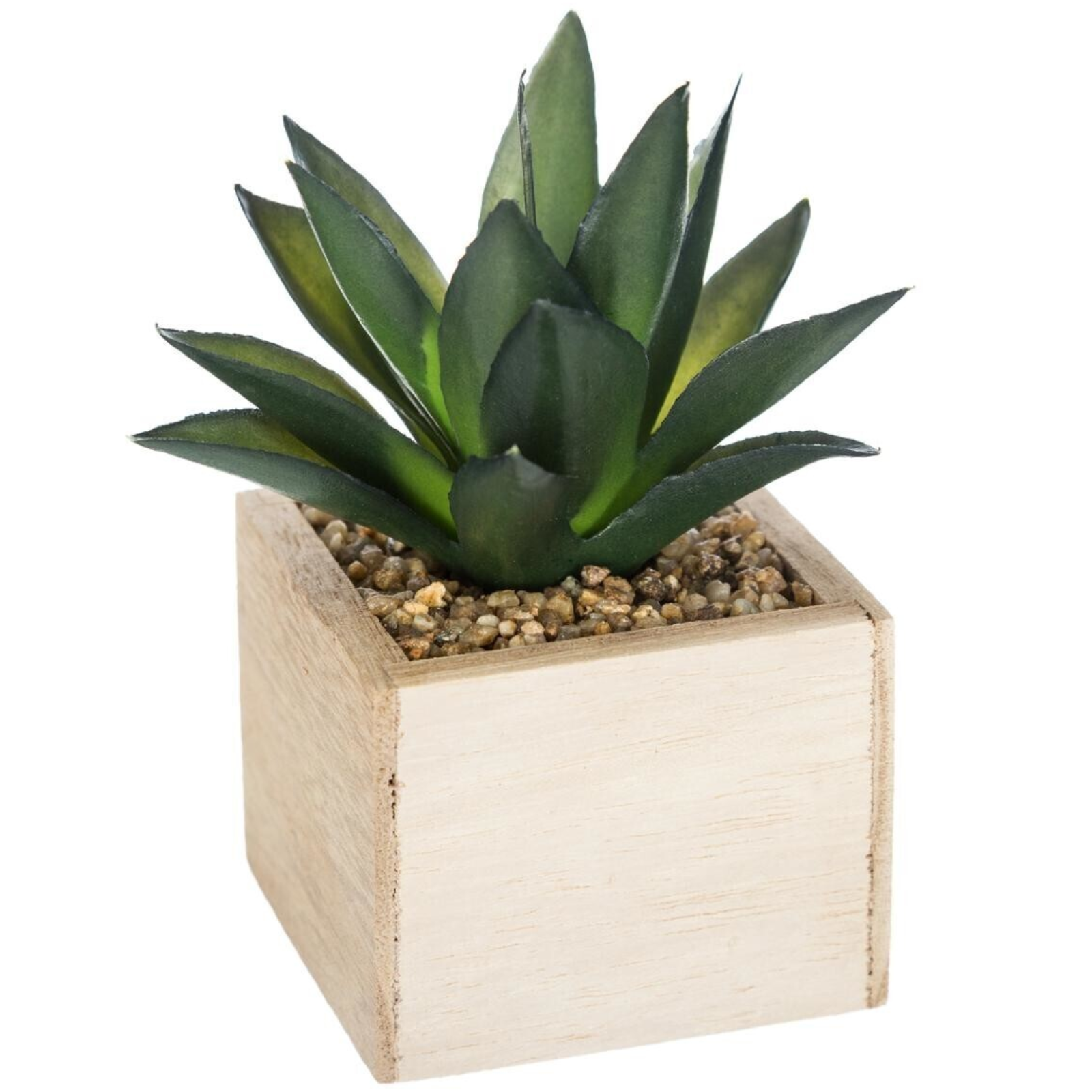 Pianta decorativa per interno artificiale con vaso in legno H 14 cm