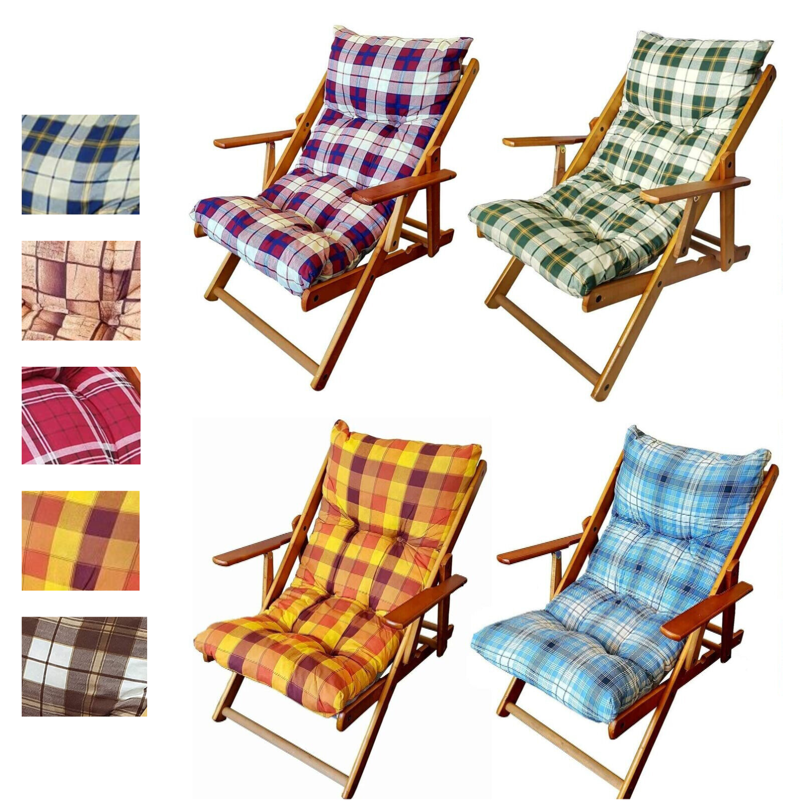 Poltrona sedia sdraio imbottita relax in legno reclinabile 3 posizioni - Harmony