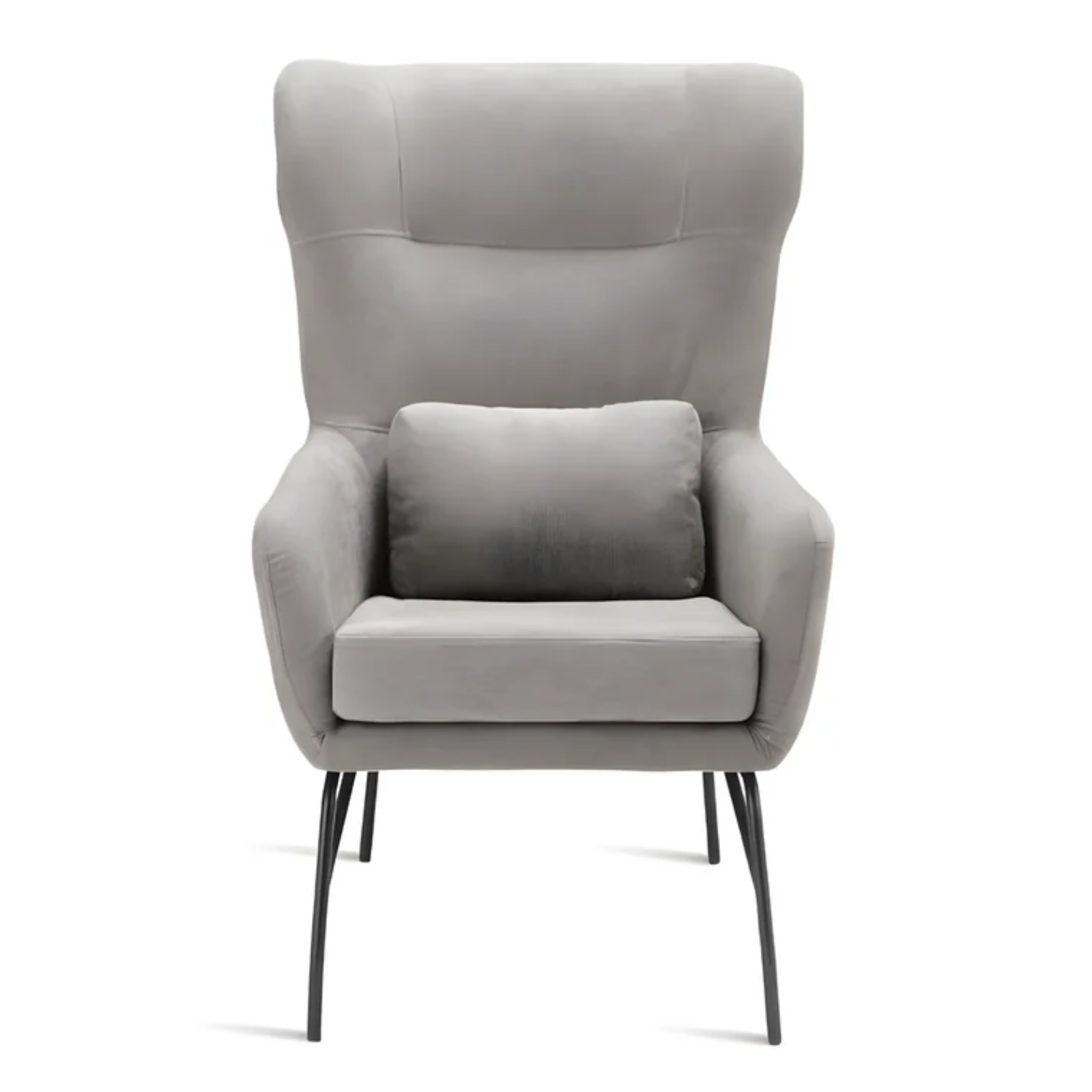 Poltrona design moderno in tessuto grigio chiaro e struttura in metallo - Fry