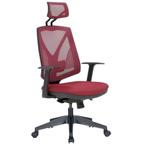 Poltrona da ufficio direzionale con poggiatesta e braccioli fissi schienale microforato e seduta in mesh - Bellim Rosso