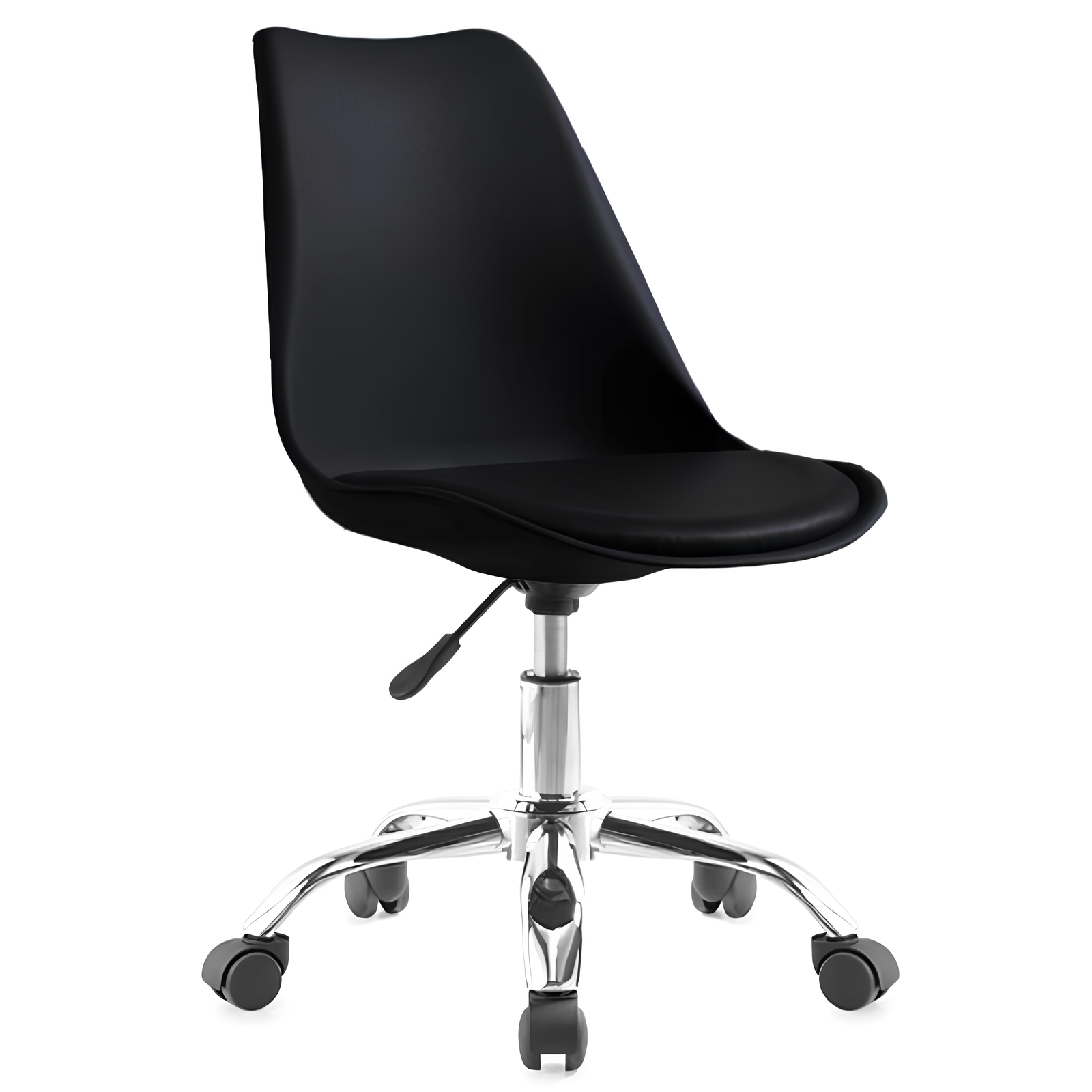 Poltrona da ufficio in plastica con seduta imbottita e ruote cromate altezza regolabile - LC
