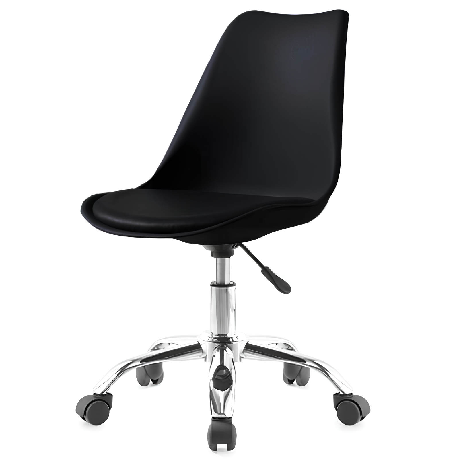Poltrona da ufficio in plastica con seduta imbottita e ruote cromate altezza regolabile - LC