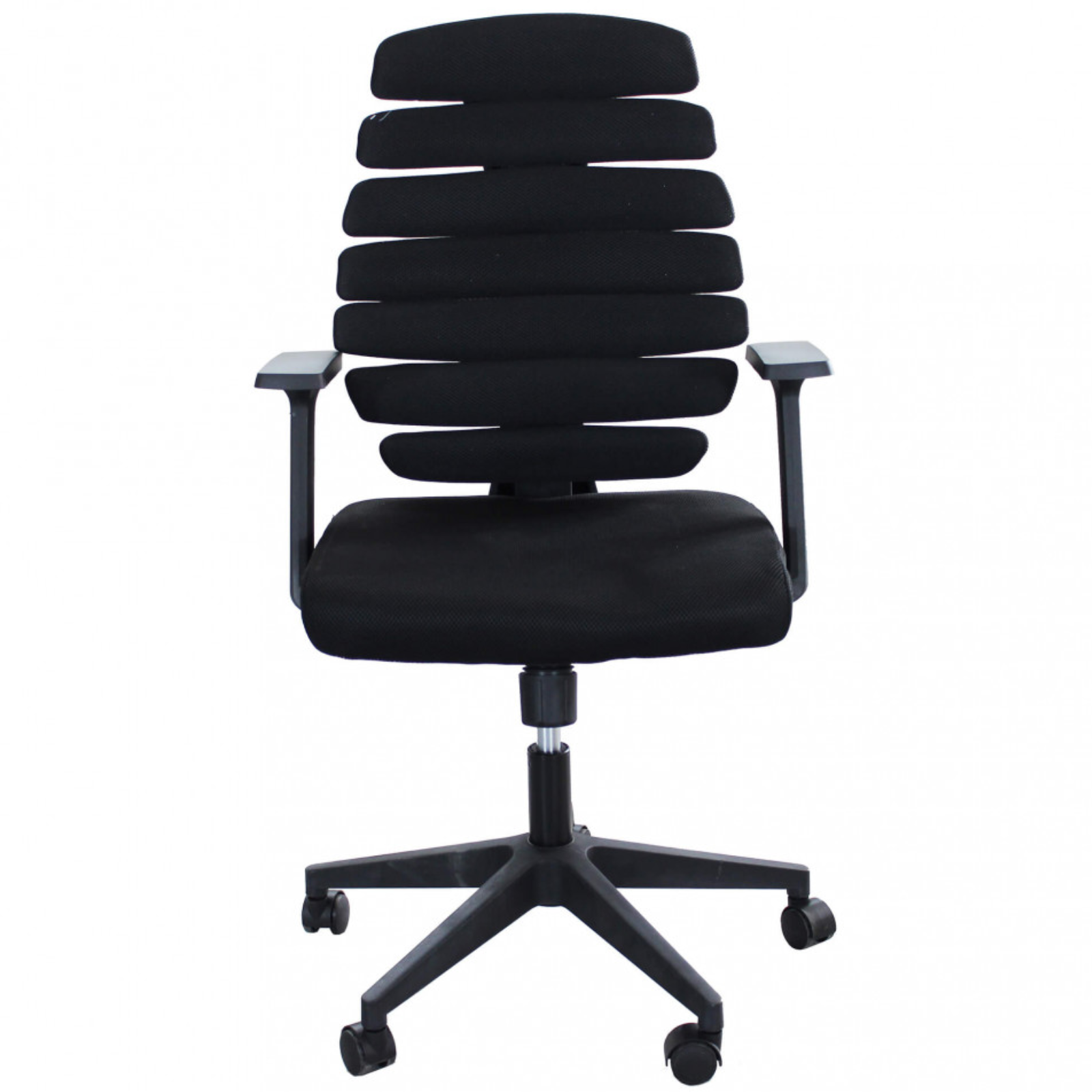 Poltrona da ufficio ergonomica in tessuto nero con braccioli e ruote - Lore