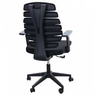 Poltrona da ufficio ergonomica in tessuto nero con braccioli e ruote - Lore