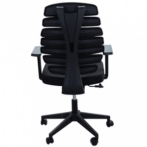 Poltrona da ufficio ergonomica in tessuto nero con braccioli e ruote - Lore