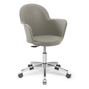 Poltrona da ufficio in polipropilene grigio altezza regolabile e base cromata con 5 ruote - Gora