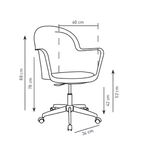 Poltrona da ufficio in polipropilene grigio altezza regolabile e base cromata con 5 ruote - Gora