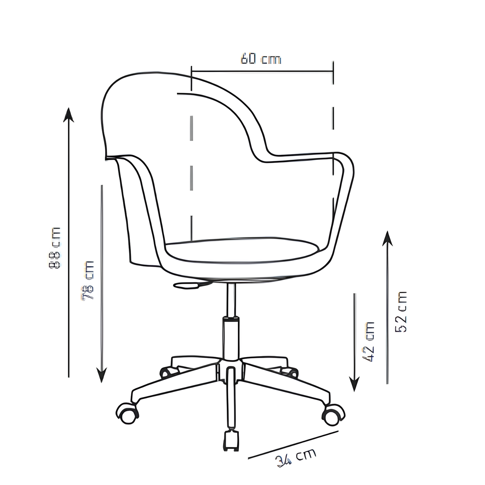Poltrona da ufficio in polipropilene arancione altezza regolabile e base cromata con 5 ruote - Gora