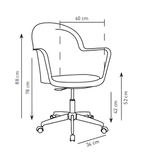 Poltrona da ufficio in polipropilene arancione altezza regolabile e base cromata con 5 ruote - Gora