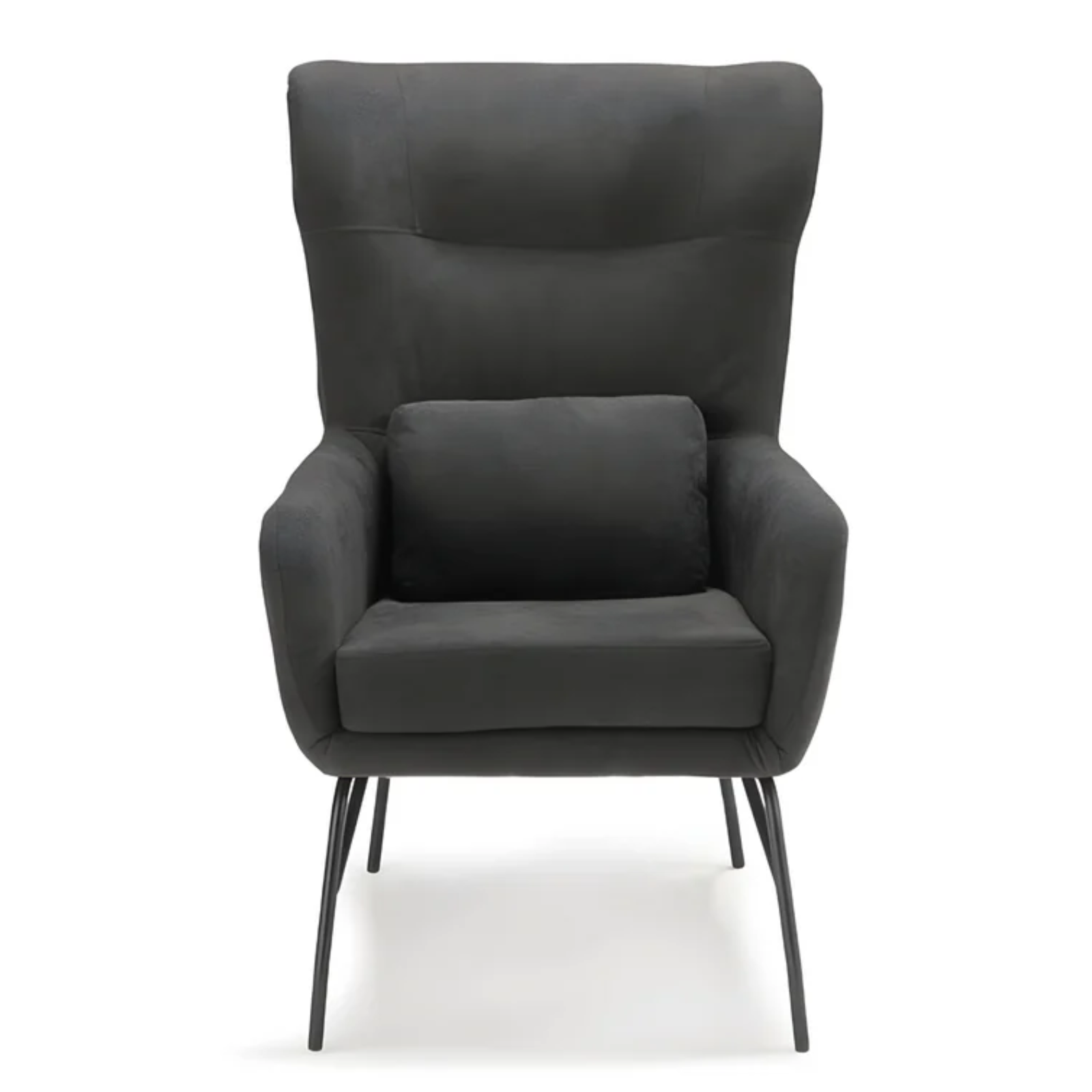 Poltrona design moderno in tessuto antracite e struttura in metallo - Fry