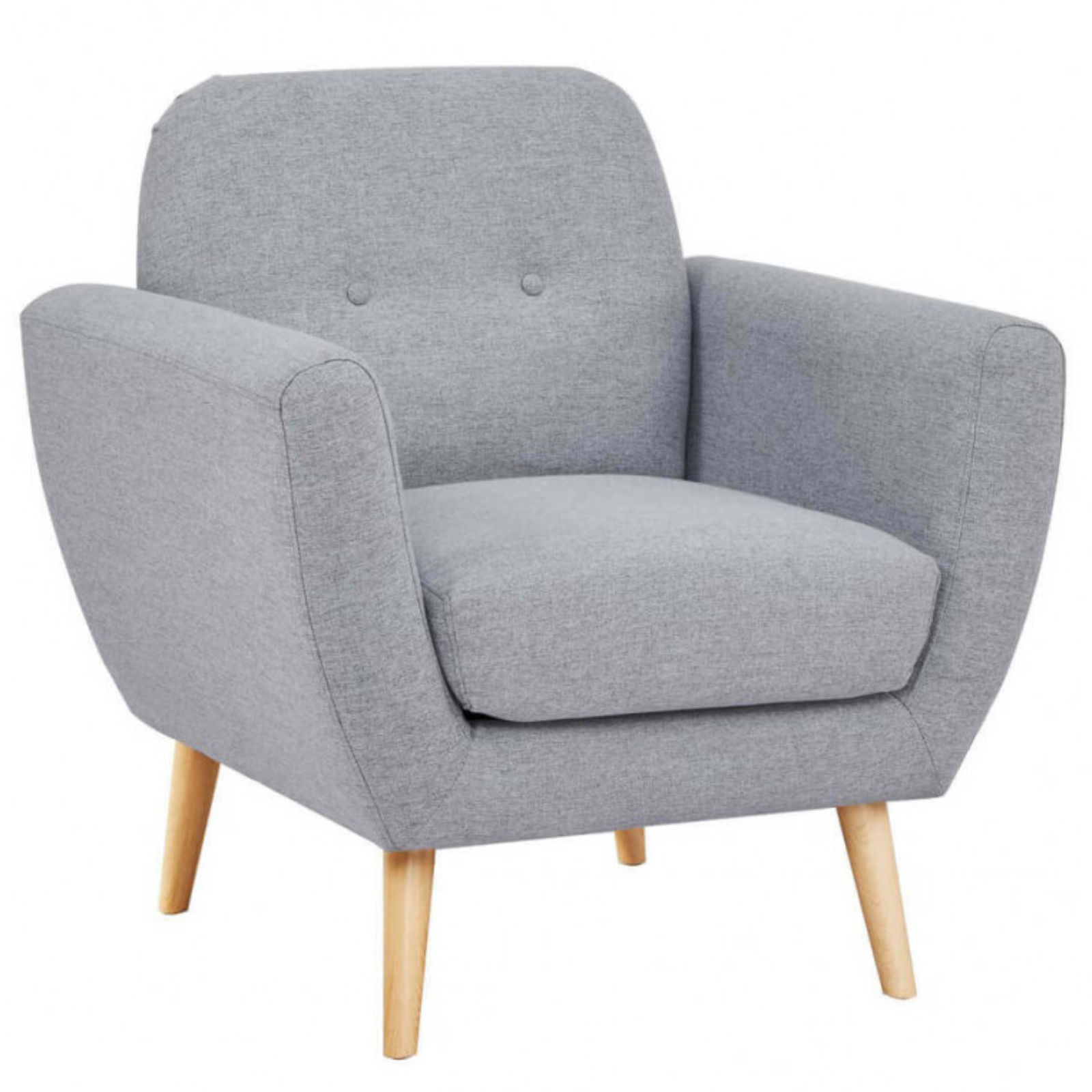 Poltrona in tessuto grigio chiaro design moderno gambe in polipropilene effetto legno - Burto