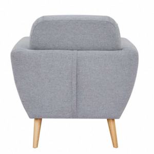 Poltrona in tessuto grigio chiaro design moderno gambe in polipropilene effetto legno - Burto